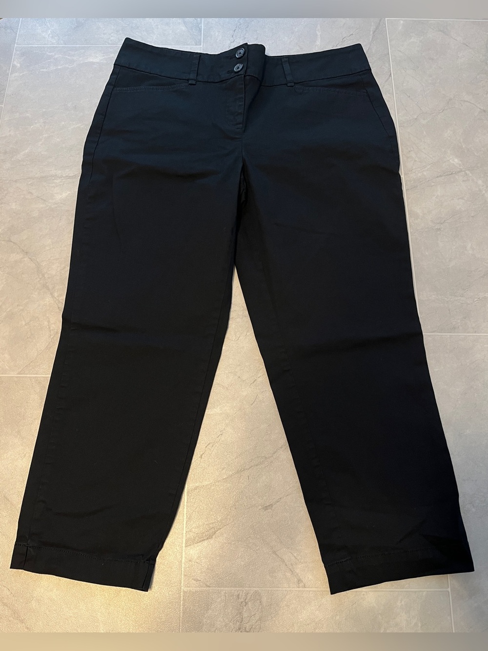 LOFT Black Straight Leg Crop Pants 10 Stretch zip